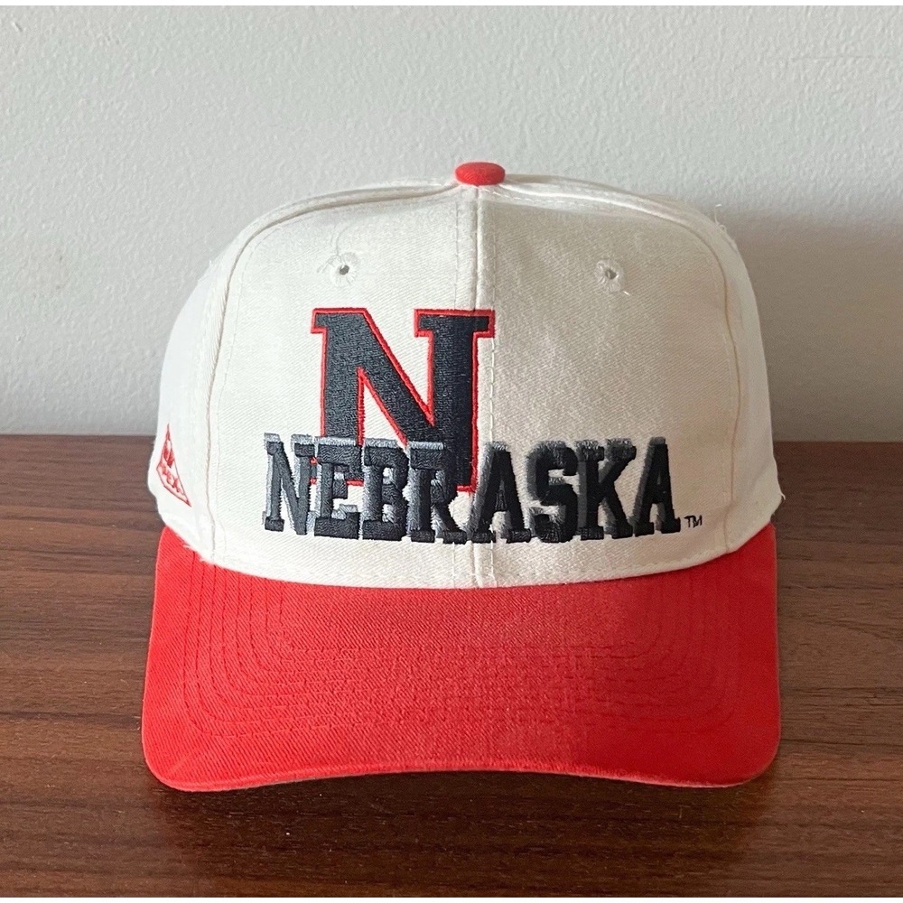 Vintage Nebraska Cornhuskers Snapback Hat Apex Red White Green Under Brim NCAA
